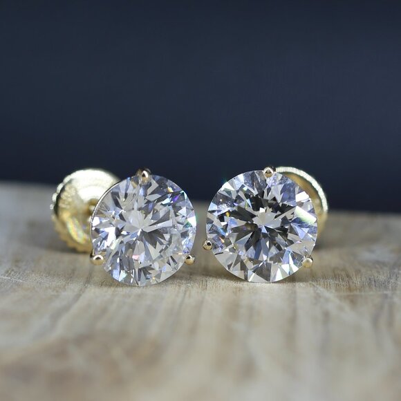 10.10 Carat Round Brilliant Lab-Grown Diamond Stud Earrings Certified - Picture 2 of 4